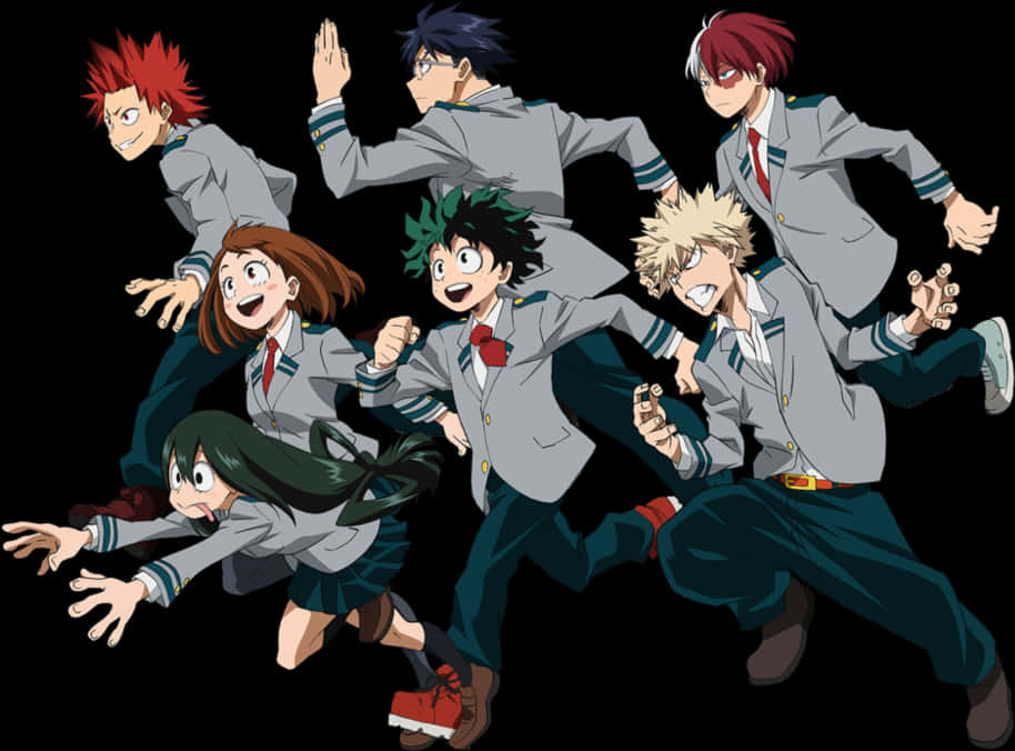 My Hero Academia Studentsin Action PNG Image