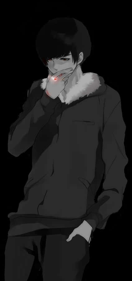 Mysterious_ Anime_ Boy_with_ Red_ Eyes PNG Image