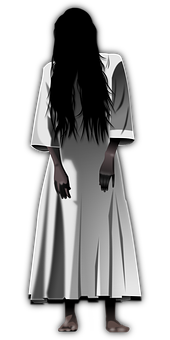 Mysterious Figurein White Dress PNG Image