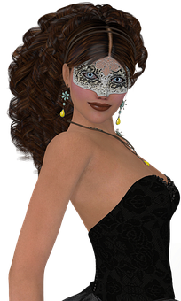 Mysterious Masquerade Woman PNG Image