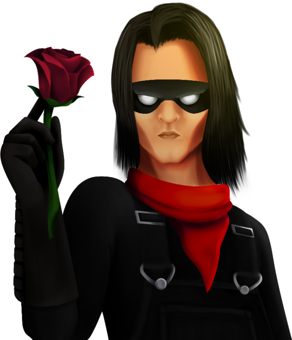 Mysterious Thiefwith Red Rose PNG Image