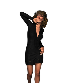 Mysterious Womanin Black Dress PNG Image