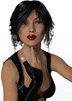 Mysterious Womanin Black Velvet PNG Image