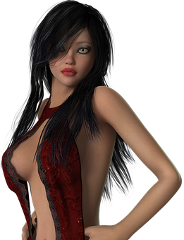 Mysterious Womanin Red Dress PNG Image