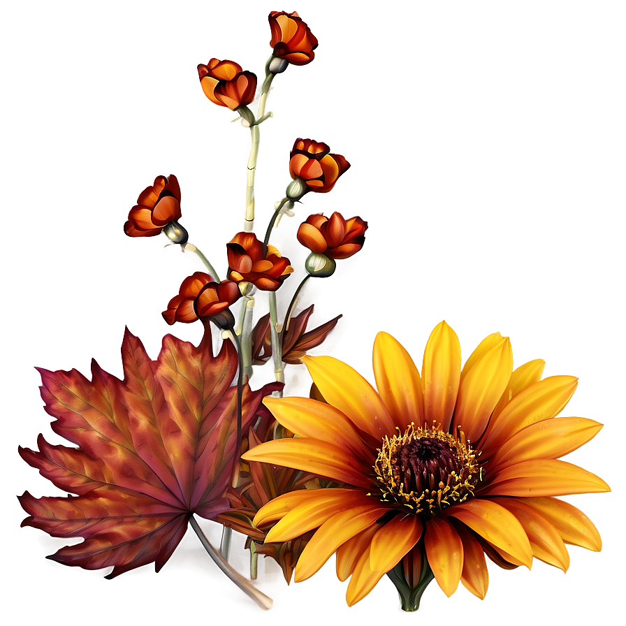 Mystic Fall Flowers Png Pdg PNG Image