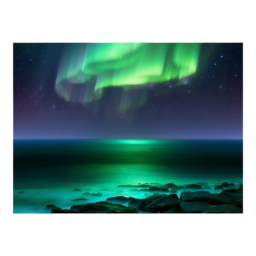 Mystical Aurora Over Ocean Png Fhs PNG Image