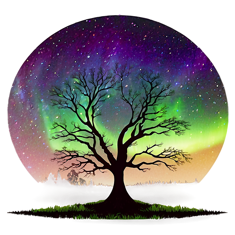 Mystical Aurora Trees Png 05042024 PNG Image