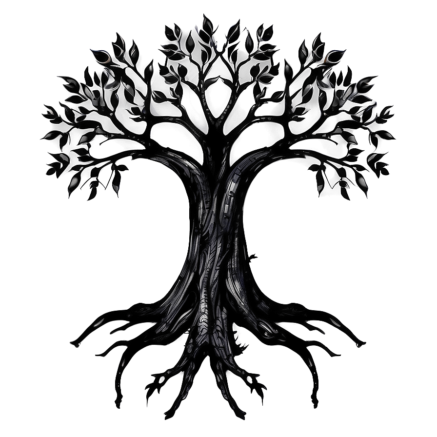 Mystical Black And White Tree Drawing Png Epj PNG Image
