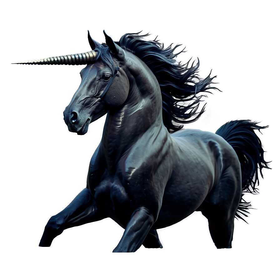 Mystical Black Unicorn Horse Png Vvb15 PNG Image