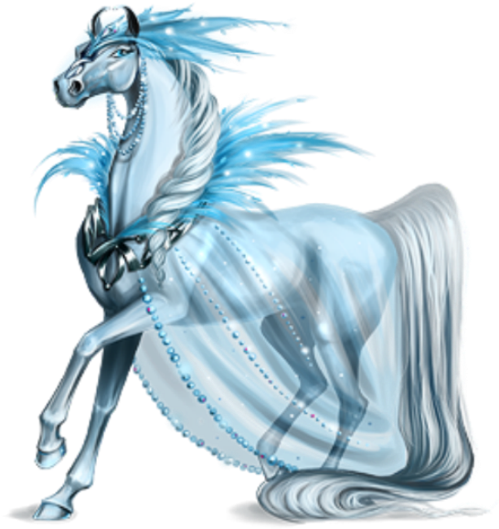 Mystical Blue Horse Illustration PNG Image