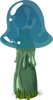 Mystical_ Blue_ Mushroom_ Illustration PNG Image