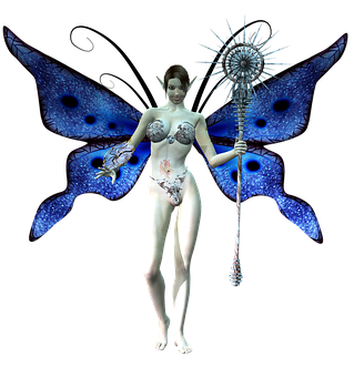 Mystical Butterfly Winged Fairy PNG Image