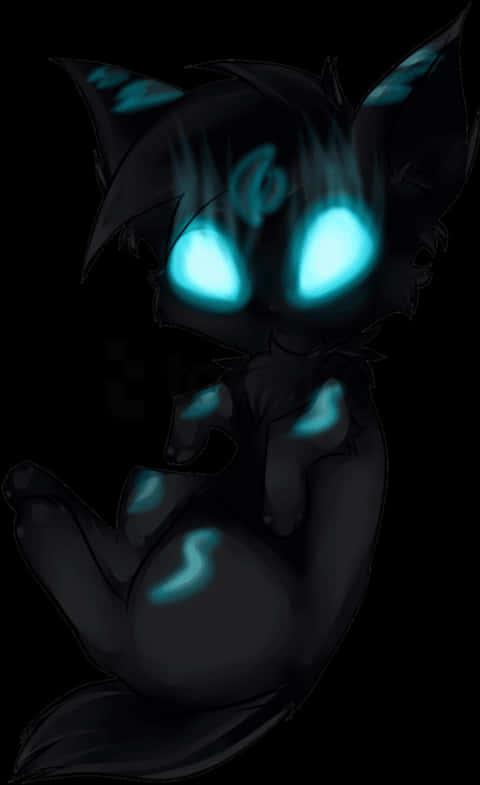 Mystical Chibi Creature Glowing Eyes PNG Image