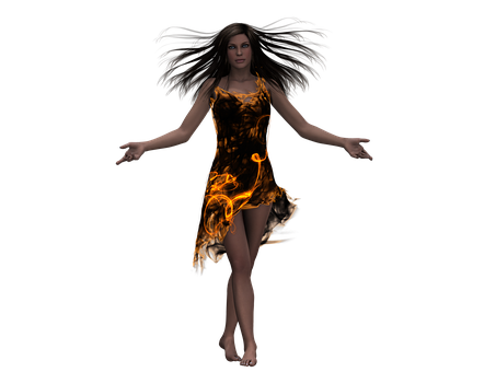 Mystical_ Fire_ Dress_ Woman PNG Image