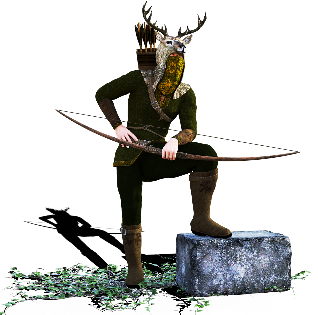 Mystical Forest Hunter PNG Image