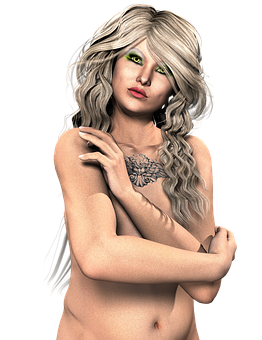 Mystical Green Eyed Woman PNG Image