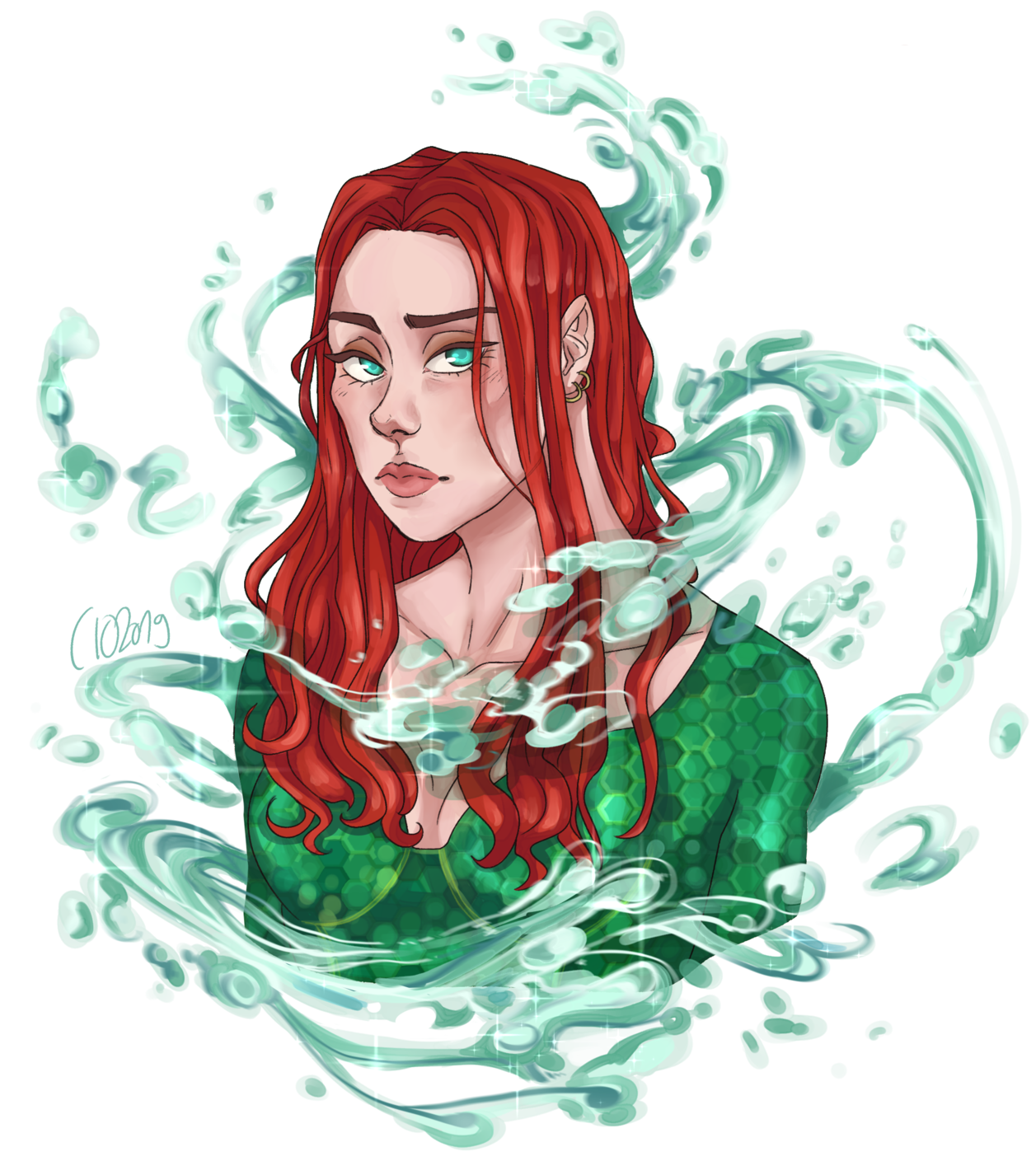 Mystical_ Redhead_with_ Ethereal_ Smoke PNG Image