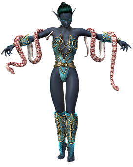 Mystical_ Snake_ Woman_ Character PNG Image