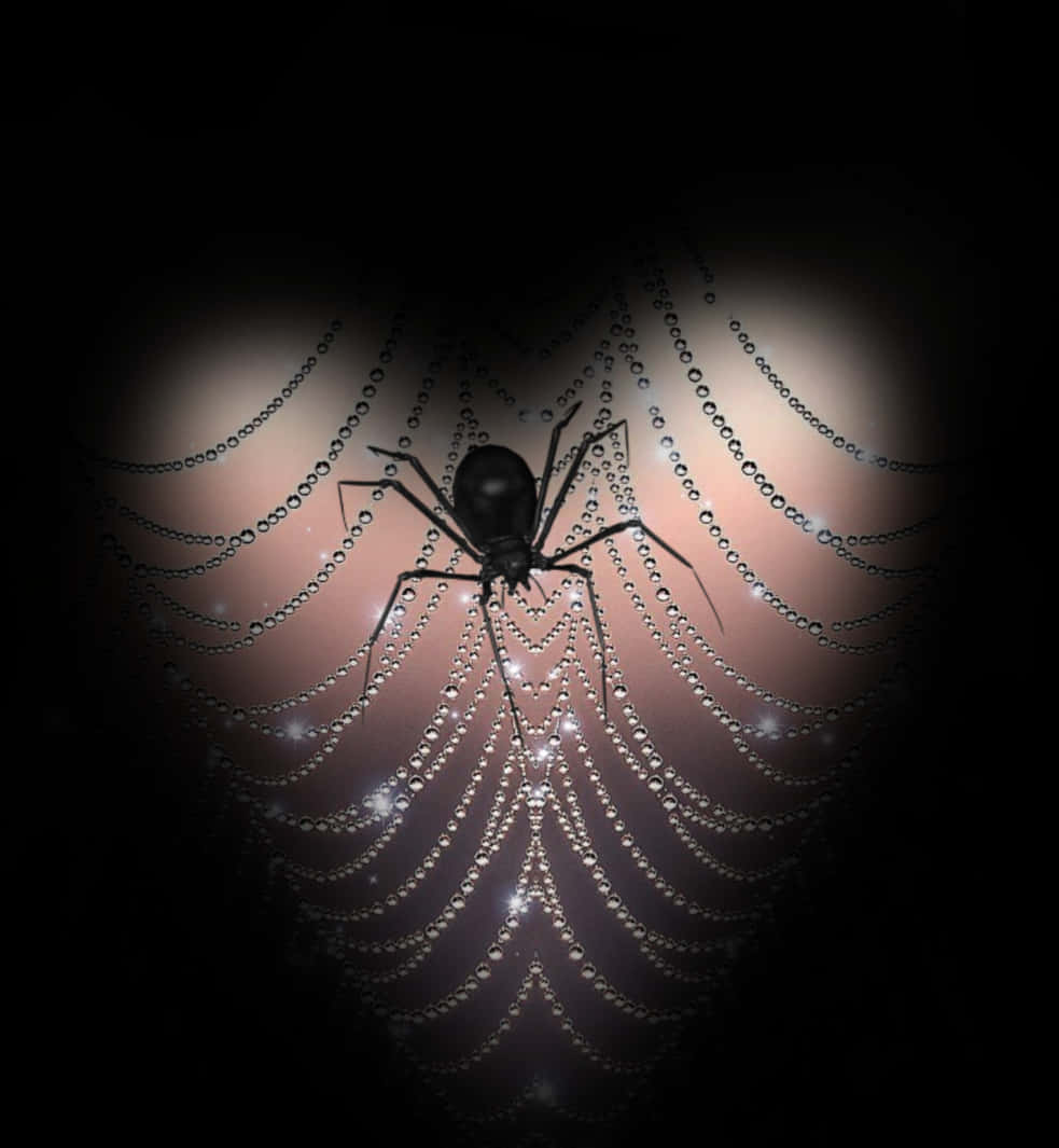 Mystical Spider Dewy Web PNG Image