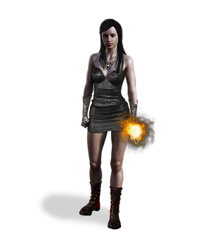 Mystical_ Woman_with_ Fireball PNG Image