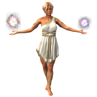 Mystical_ Woman_ With_ Orbs PNG Image