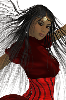 Mystical Womanin Red Dress PNG Image