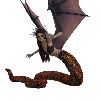 Mythical Harpy Snake Hybrid PNG Image