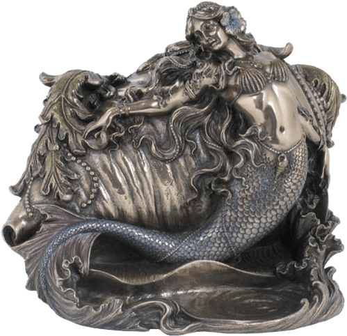 Mythical Mermaid Conch Sculpture PNG Image