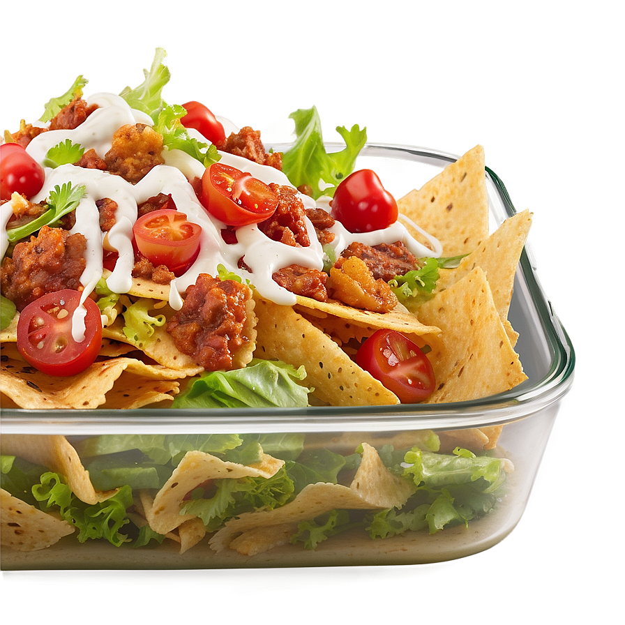 Nachos With Caesar Salad Topping Png Xds PNG Image