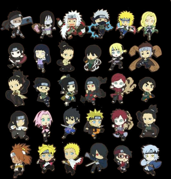 Naruto Chibi Characters Collection PNG Image