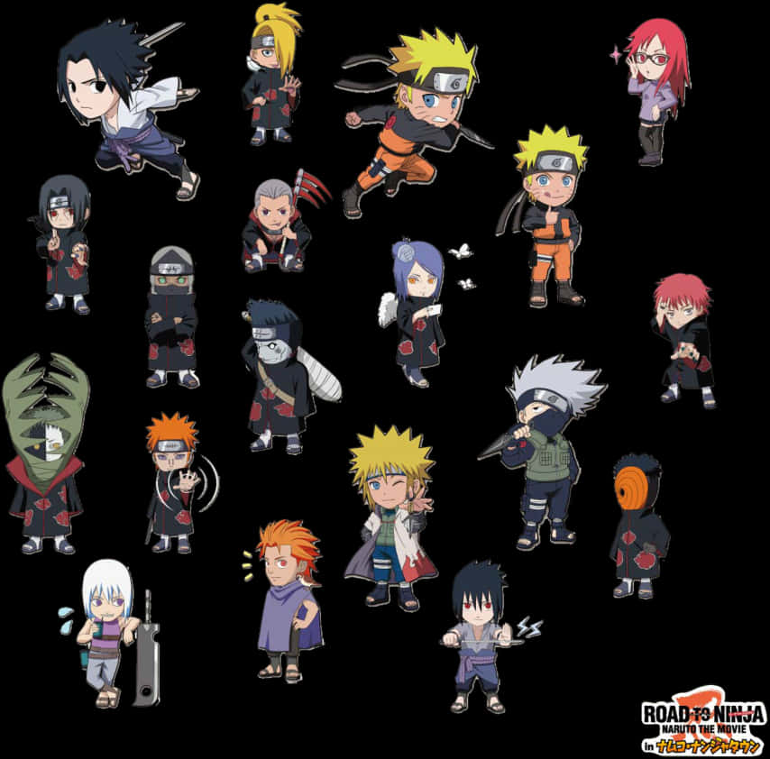 Naruto Chibi Characters Compilation PNG Image