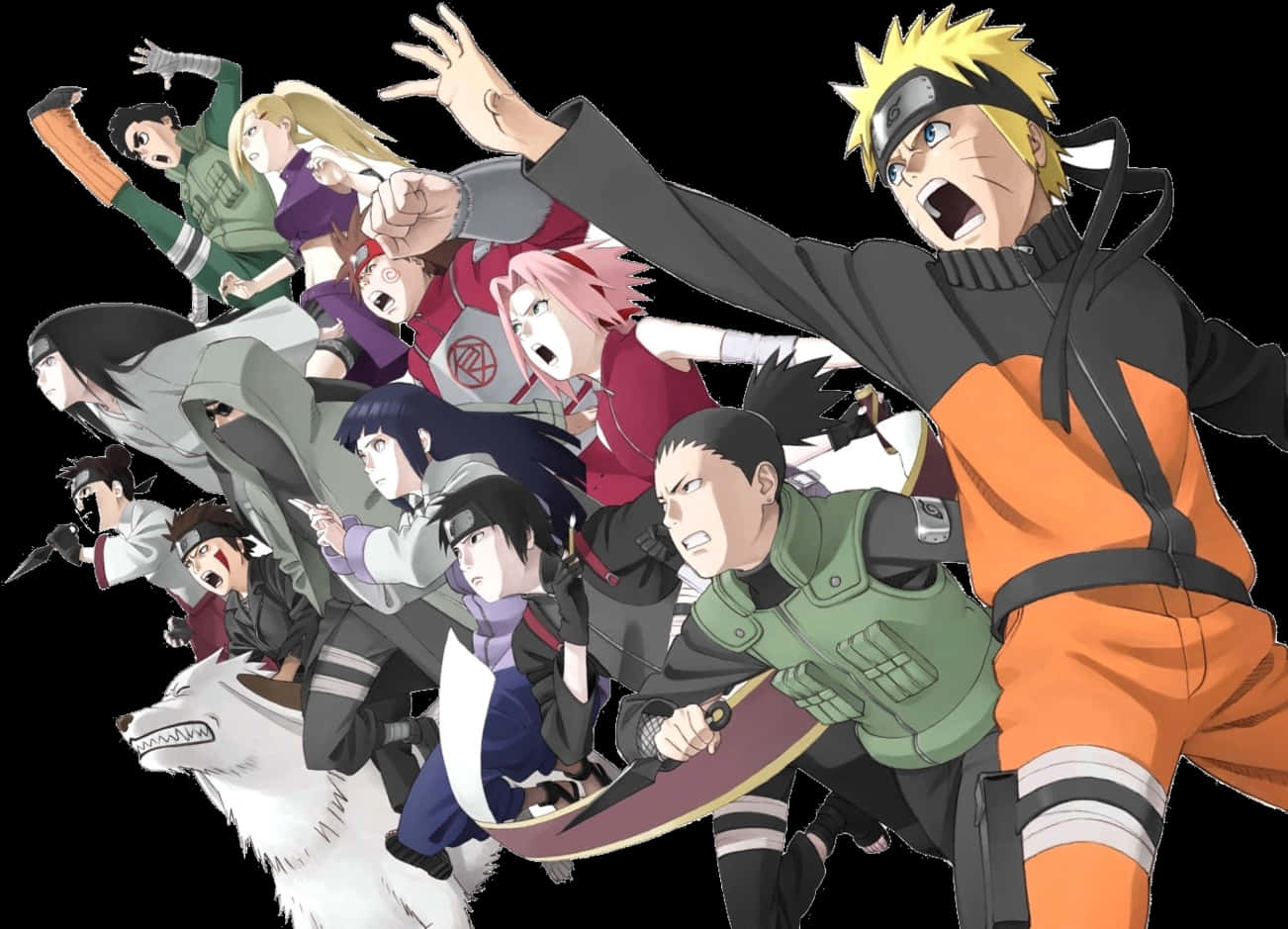 Naruto Team7and Friends Action Pose PNG Image