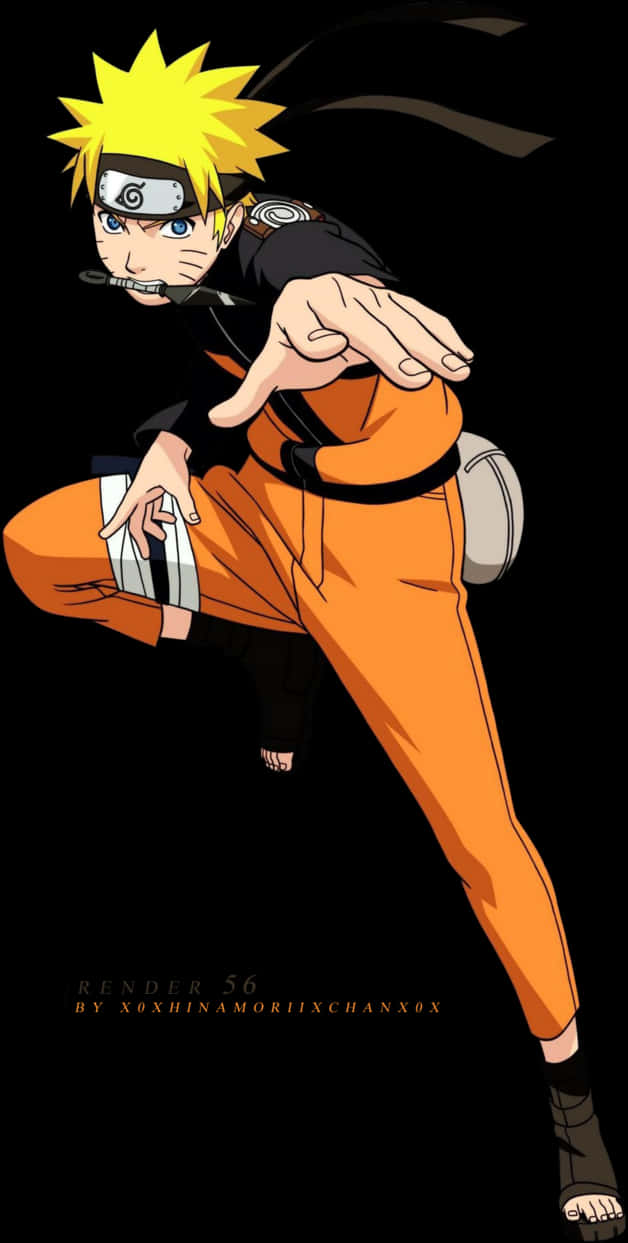 Naruto Uzumaki Action Pose PNG Image