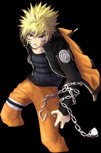 Naruto Uzumaki Chained Kunai PNG Image