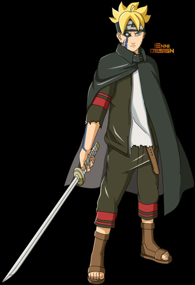 Naruto_ Uzumaki_ Hokage_with_ Sword PNG Image