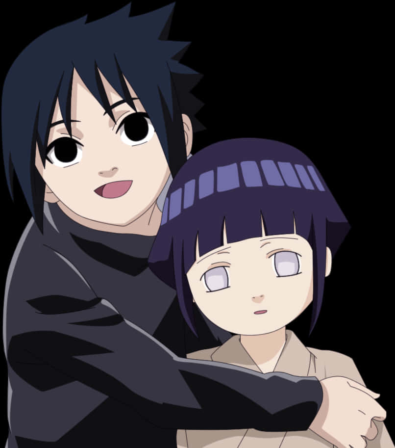 Narutoand Hinata Anime Embrace PNG Image