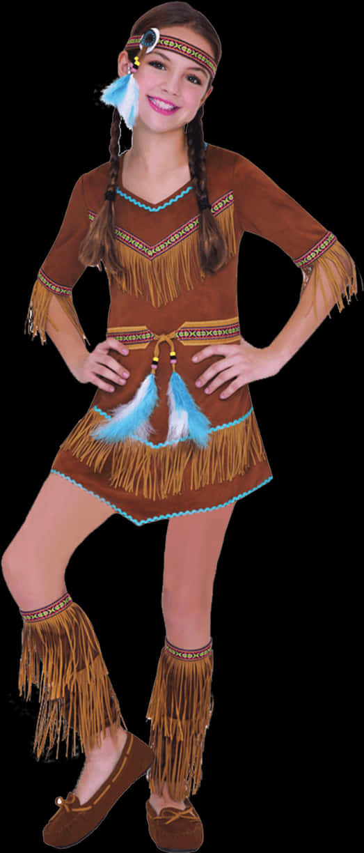 Native American Costume Girl PNG Image