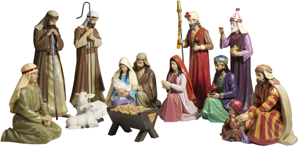 Nativity Scene Figurines Set PNG Image