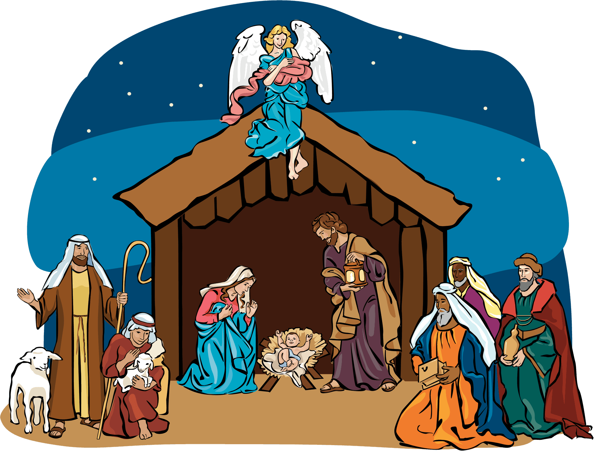 Nativity Scene Illustration PNG Image