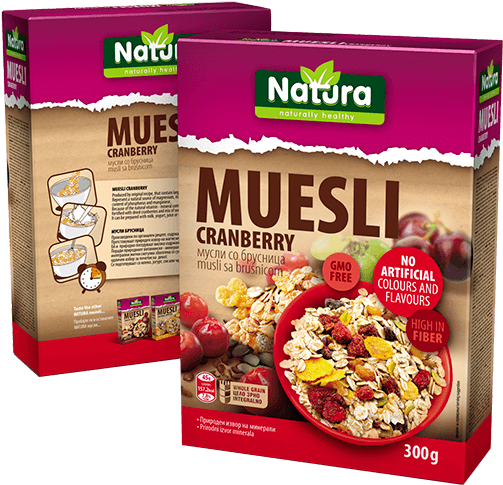 Natura Cranberry Muesli Packaging PNG Image