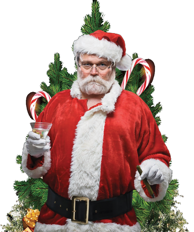 Naughty Santa Holding Drinkand Cigar PNG Image