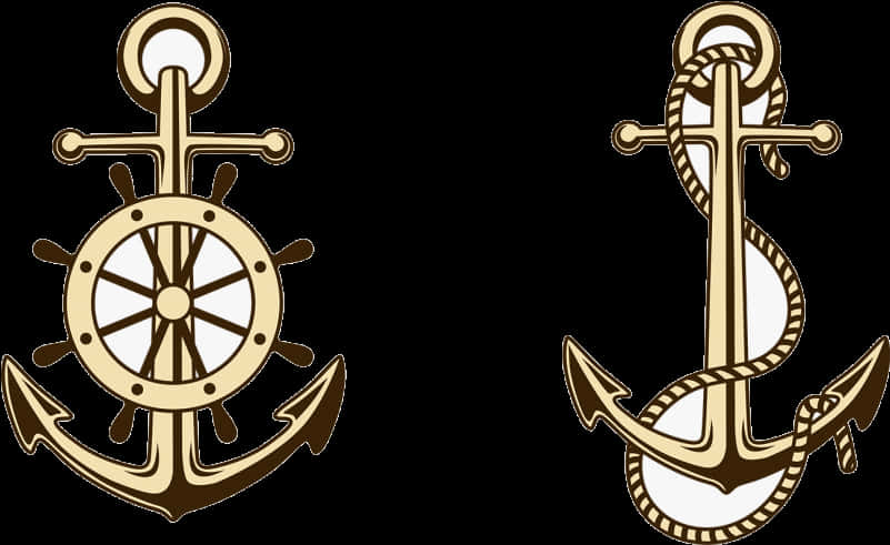 Nautical Anchorsand Wheel Design PNG Image