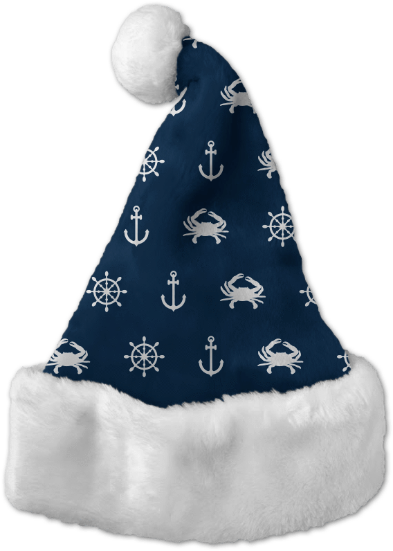 Nautical Theme Santa Hat Transparent Background PNG Image