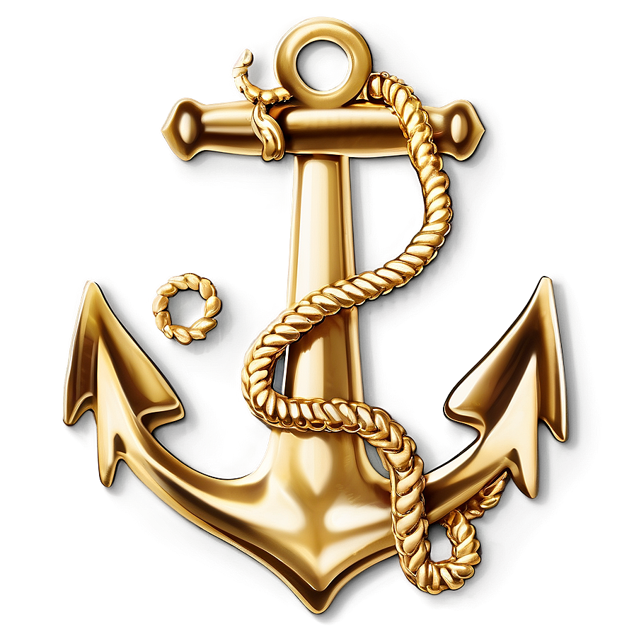 Navy Anchor In Gold Color Png 06292024 PNG Image