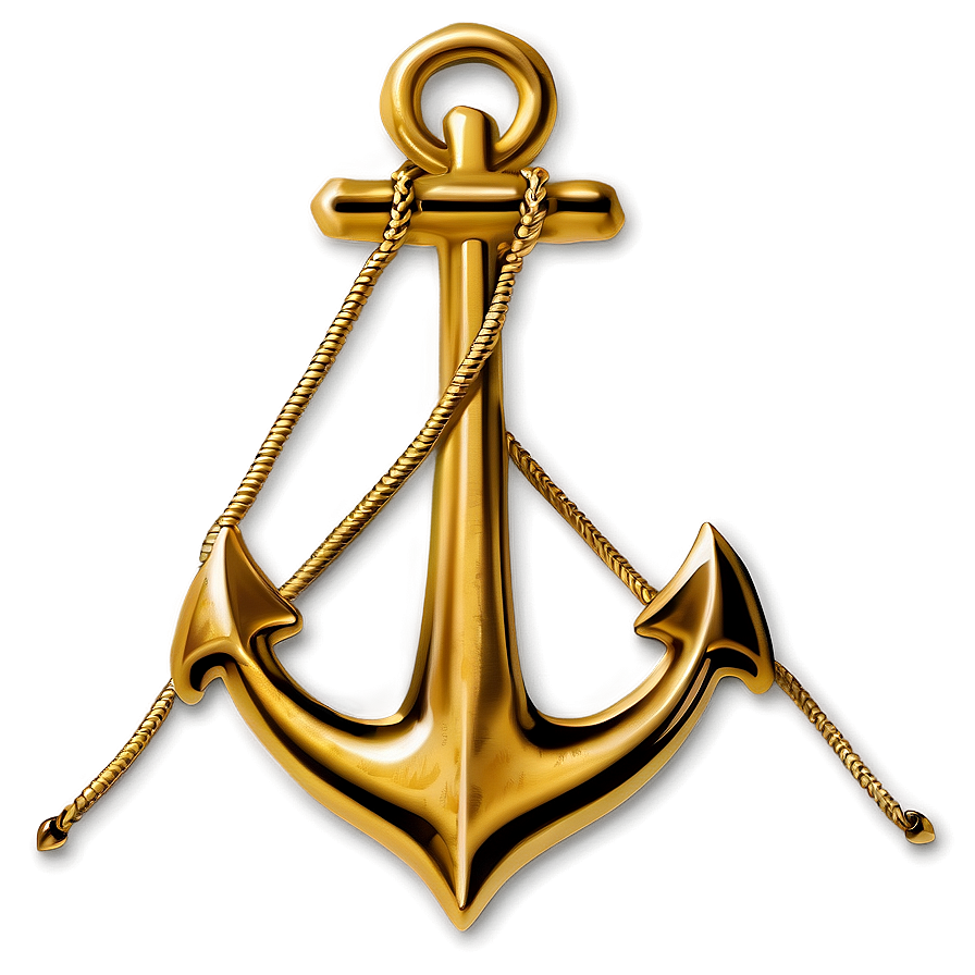 Navy Anchor In Gold Color Png Xal63 PNG Image