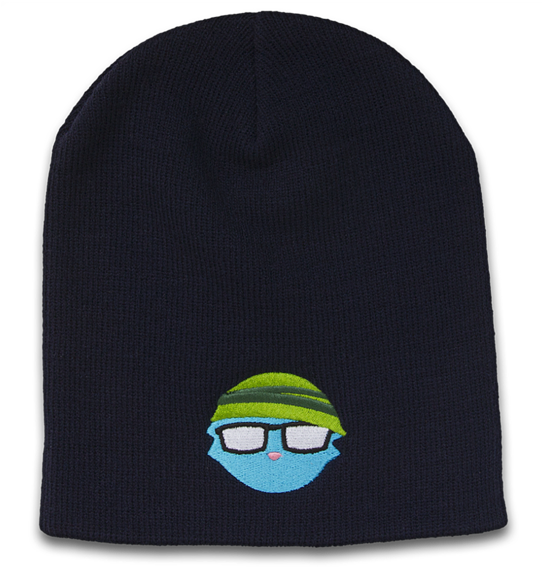 Navy Beanie Cartoon Embroidery PNG Image