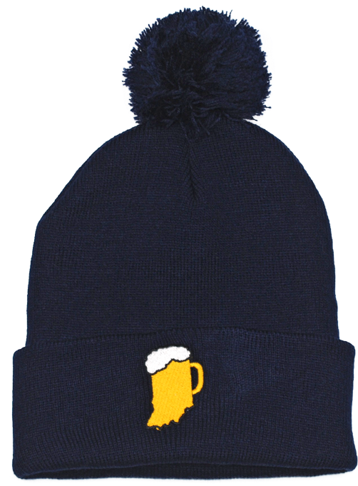 Navy Beanie With Beer Mug Design PNG Image