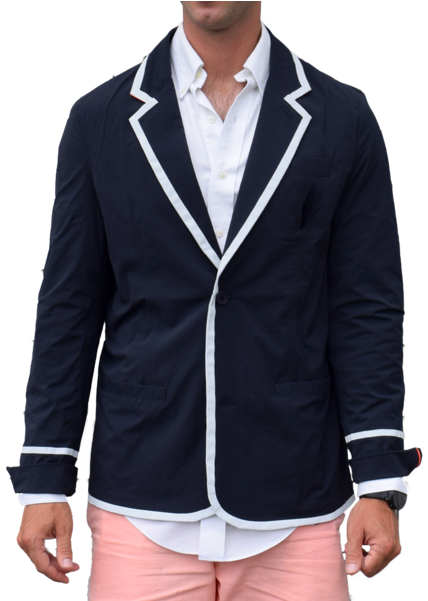 Navy Blazer White Trim PNG Image