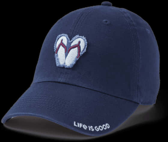 Navy Blue Cap Flip Flop Embroidery PNG Image