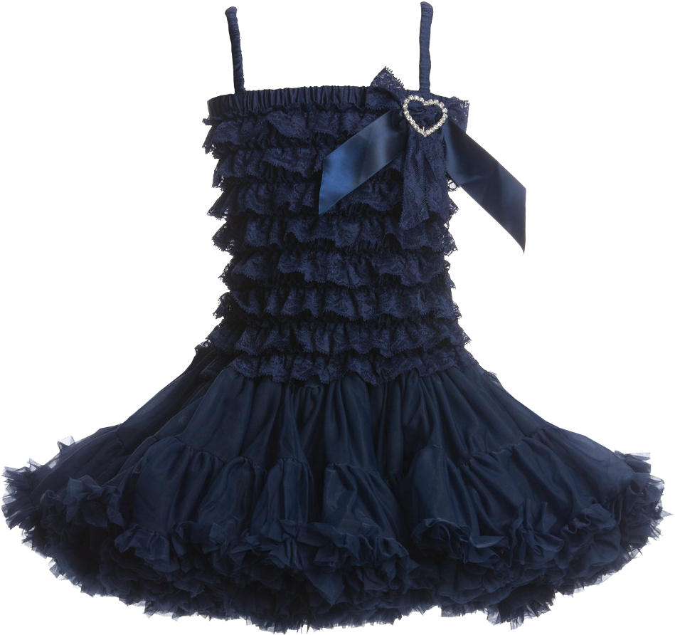 Navy Blue Ruffled Dress PNG Image